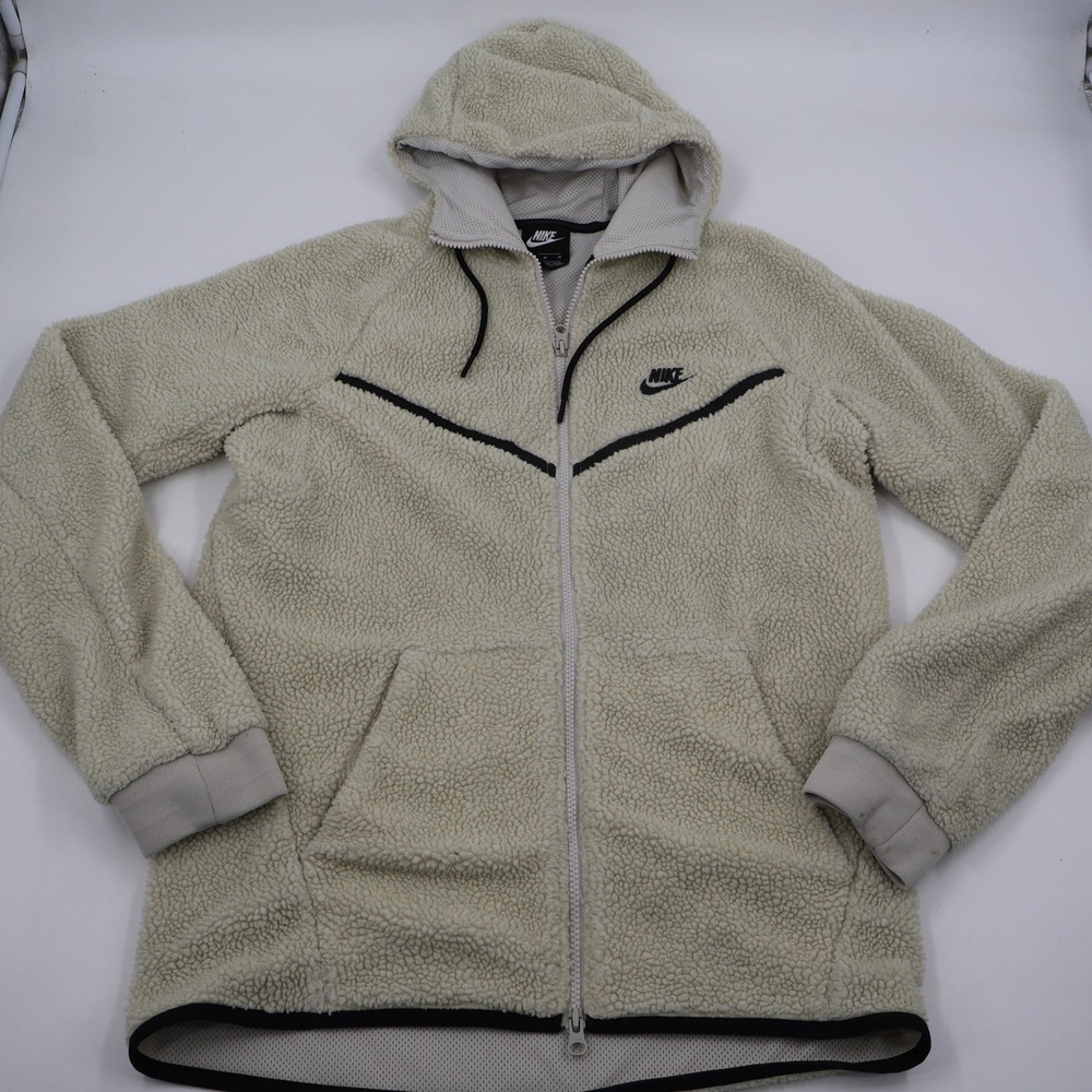 Nike Tech Fleece Sherpa Hoodie Mens Medium Cream AQ2767-072 Windrunner Borg